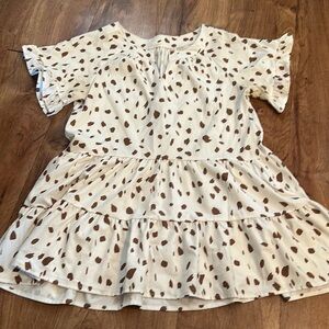 White & Brown Flowy Top